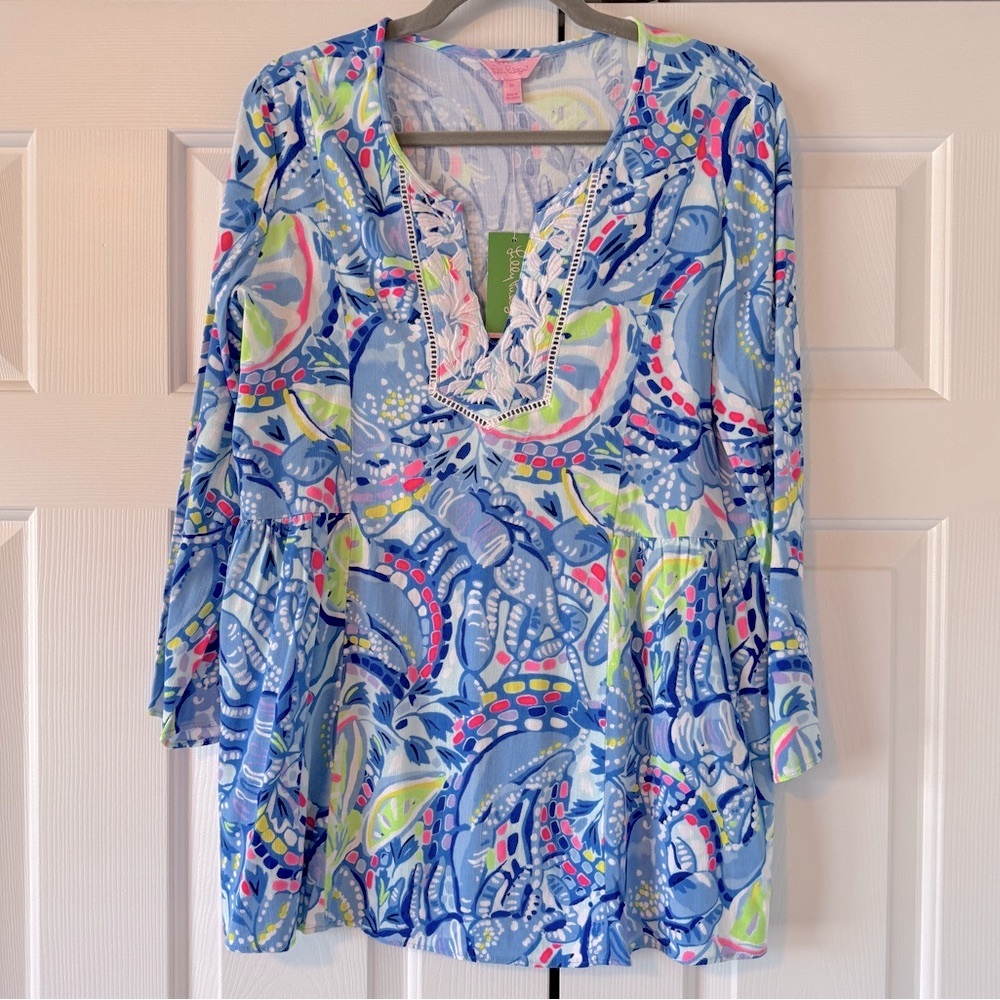 NWT Lilly Pulitzer Lyndsea Tunic in Blue Peri Pinch Pinch, M